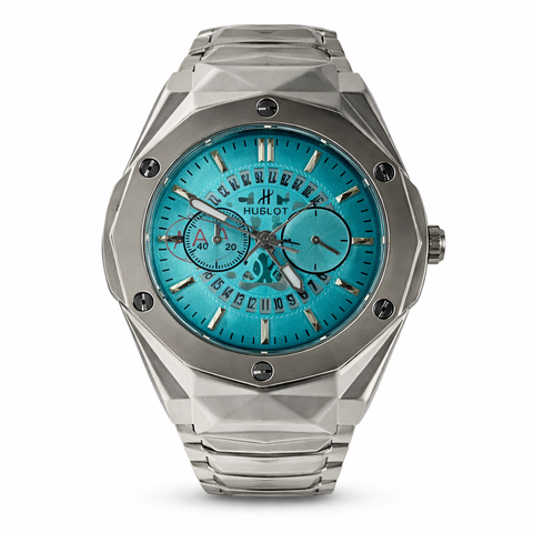 Hublot Luxury Chronograph Watch – Turquoise Dial | Stainless Steel